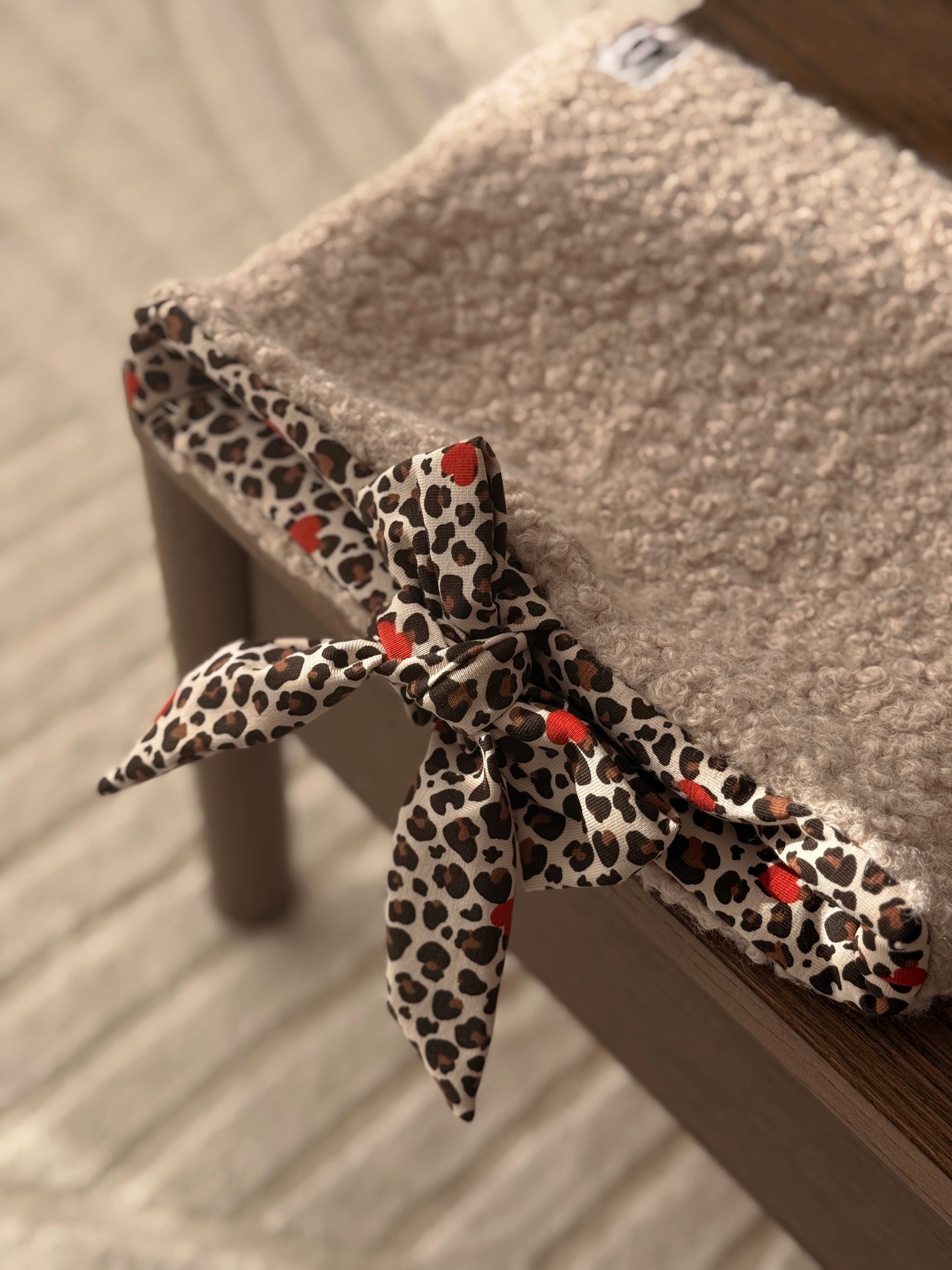 Pochette laine bouclé beige/léopard