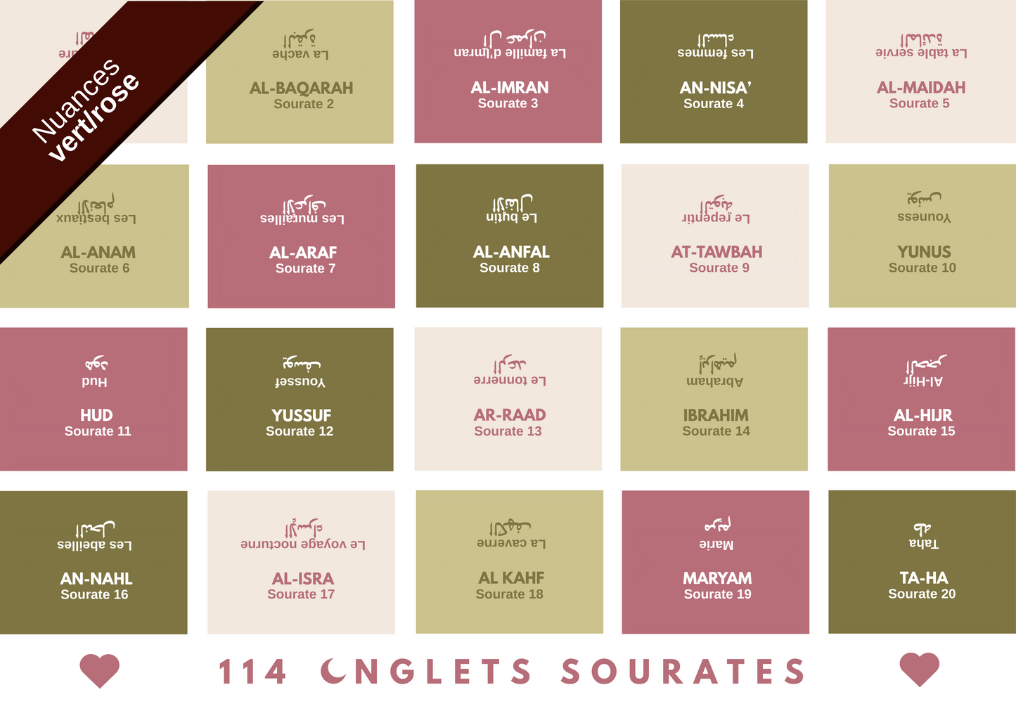 114 Onglets sourates plastifiés