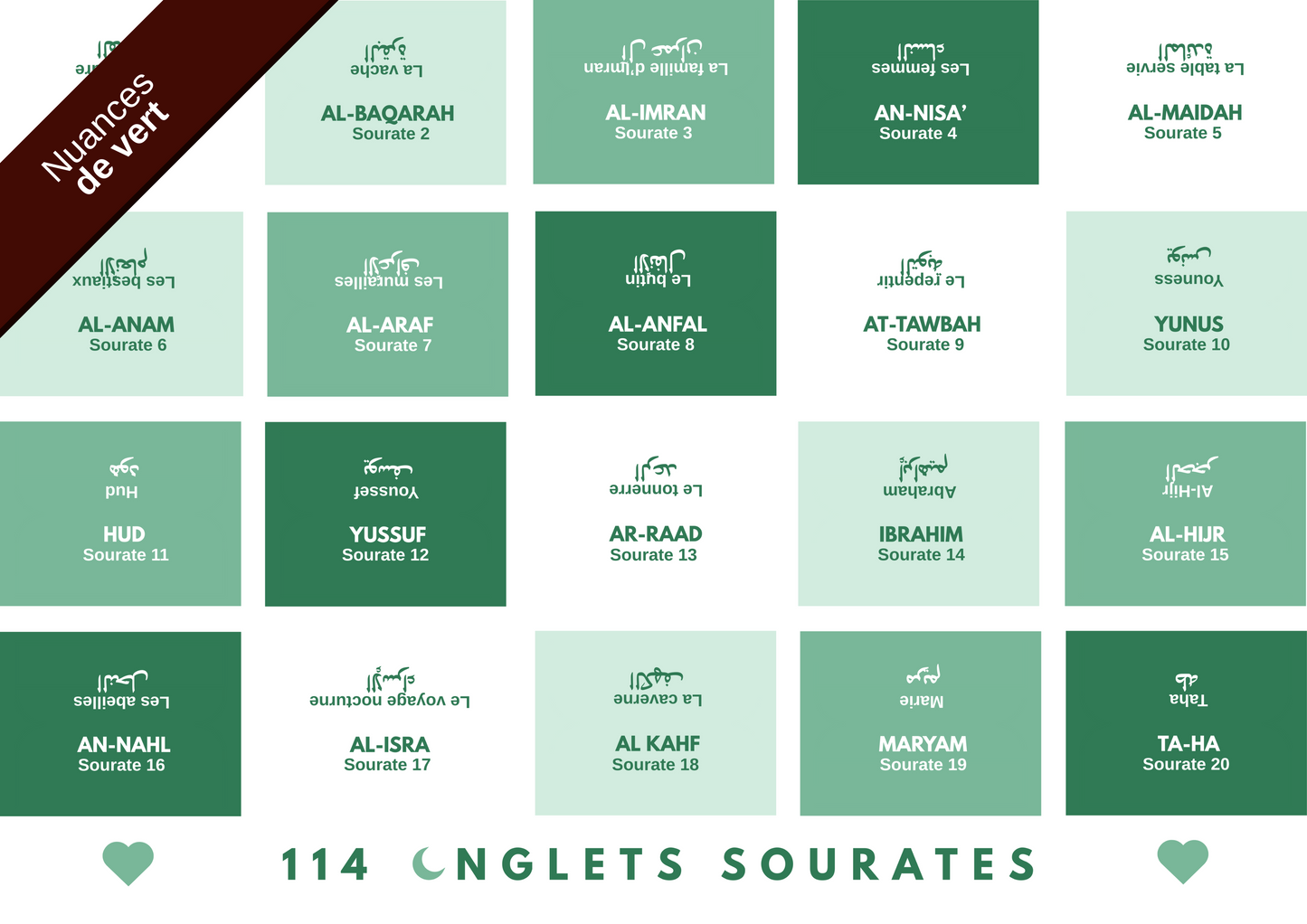 114 Onglets sourates plastifiés