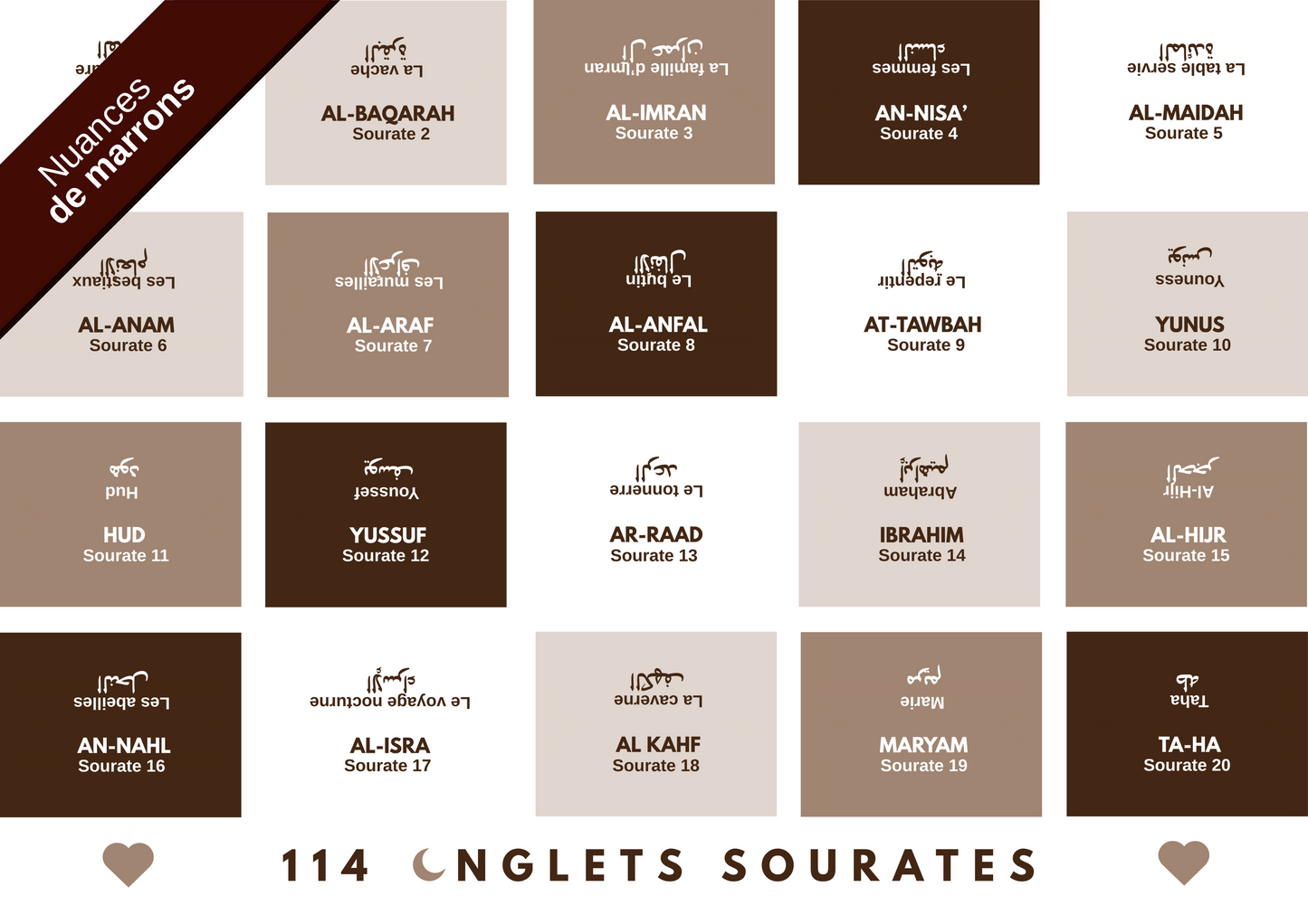 114 Onglets sourates plastifiés