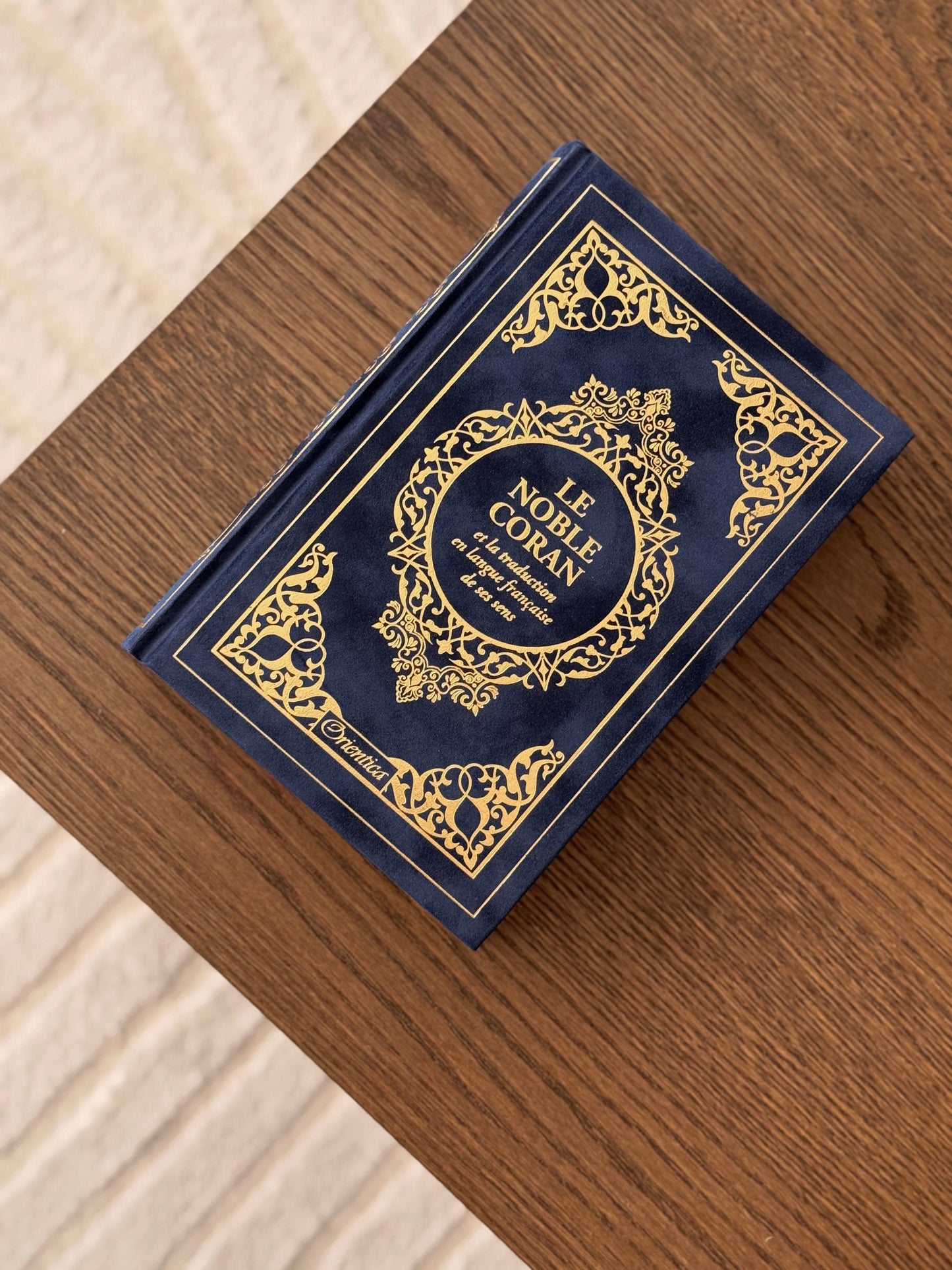 Coran Français/Arabe bleu daim + Onglets sourates