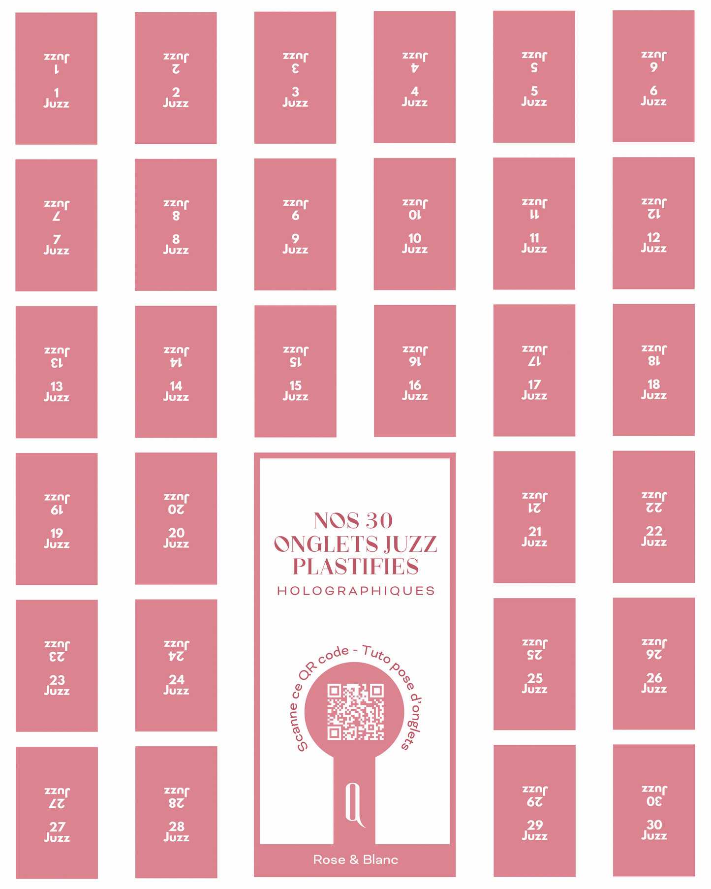 Onglets Juzz plastifiés holographiques • Rose