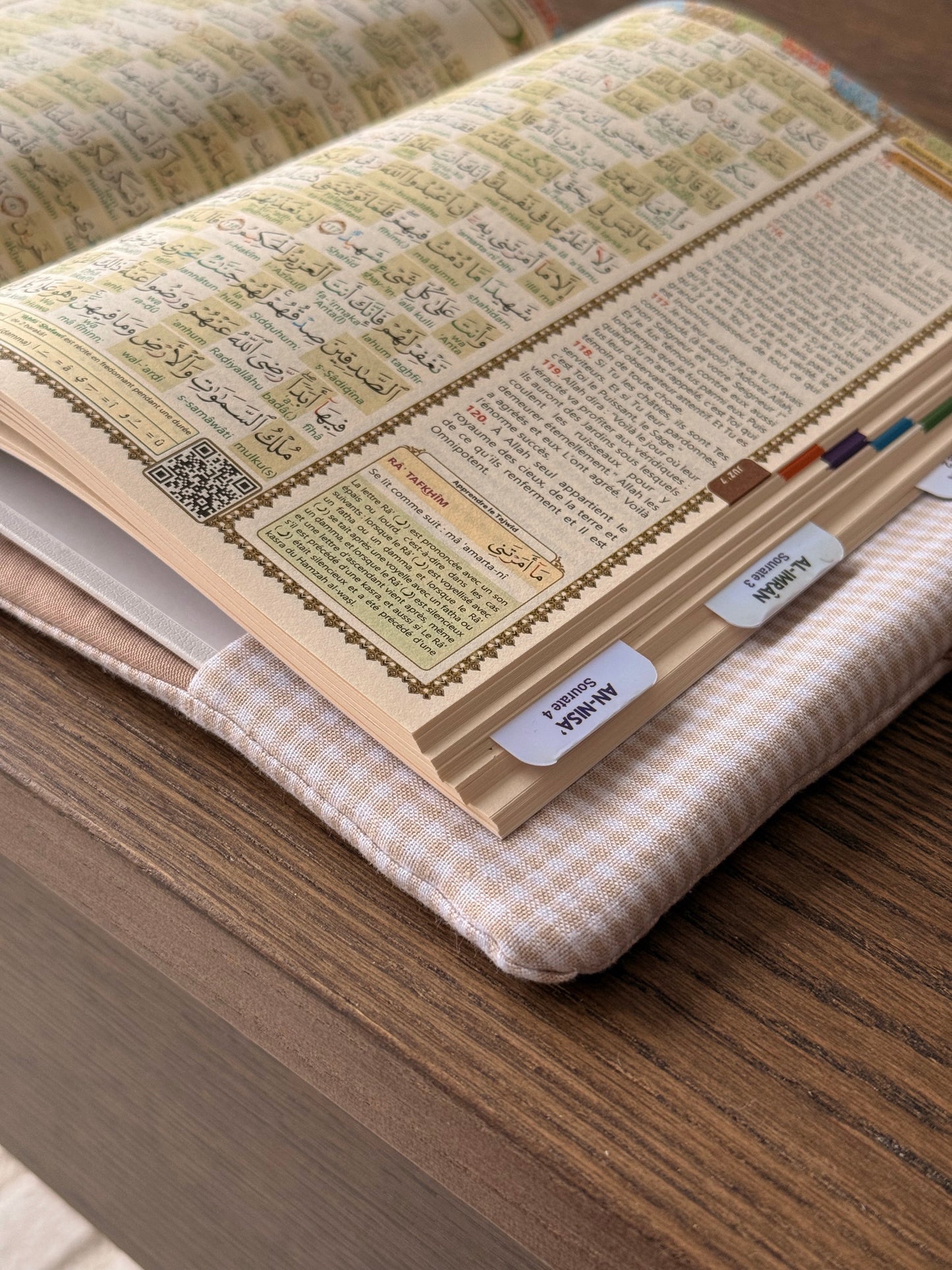 Pack cocoon Vichy beige • Blanc laine bouclé