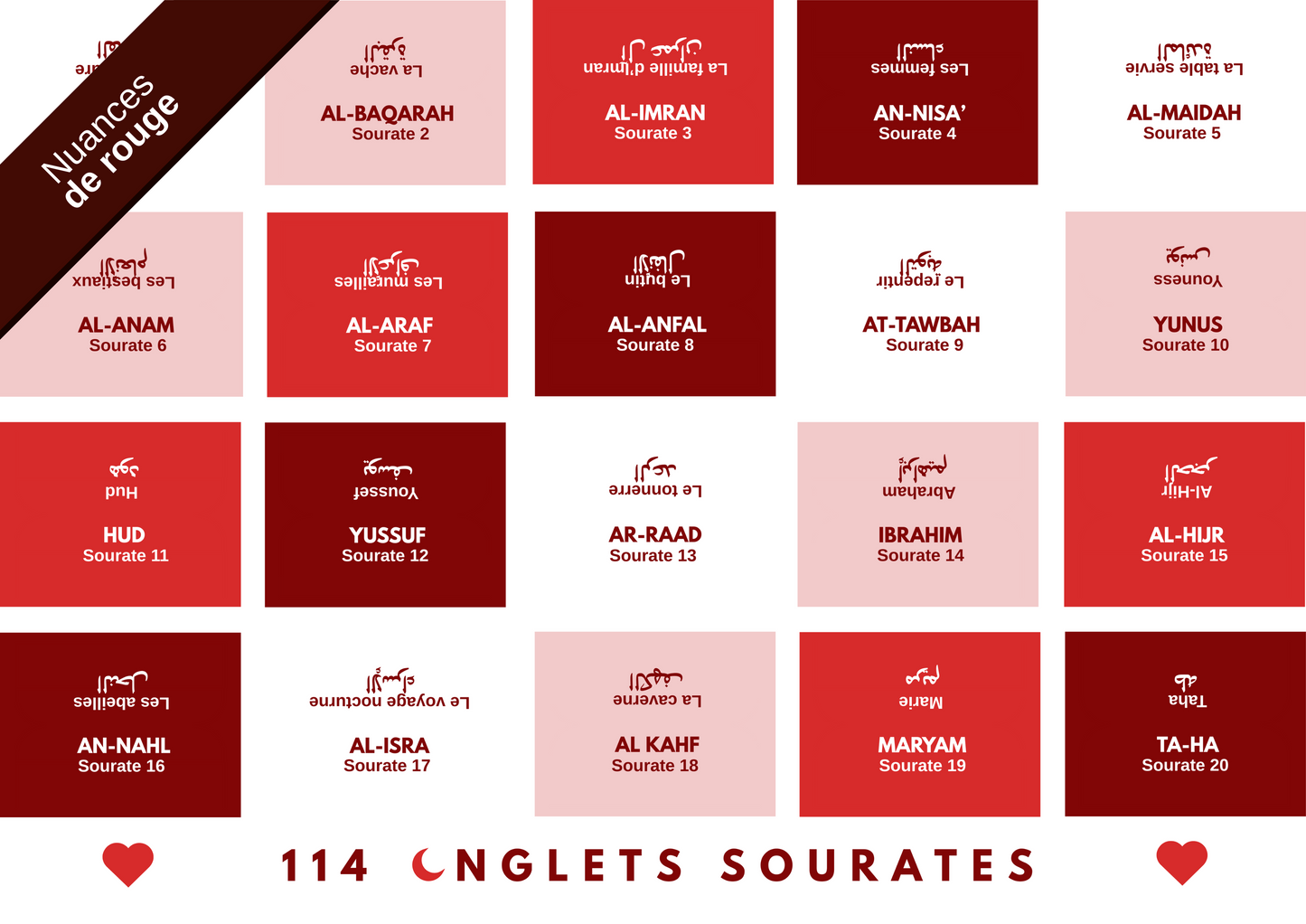 114 Onglets sourates plastifiés