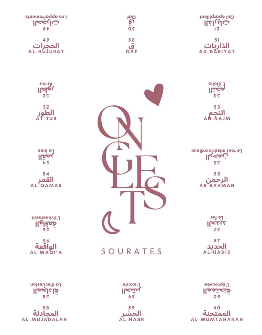 Onglets sourates plastifiés • Blanc/Rose