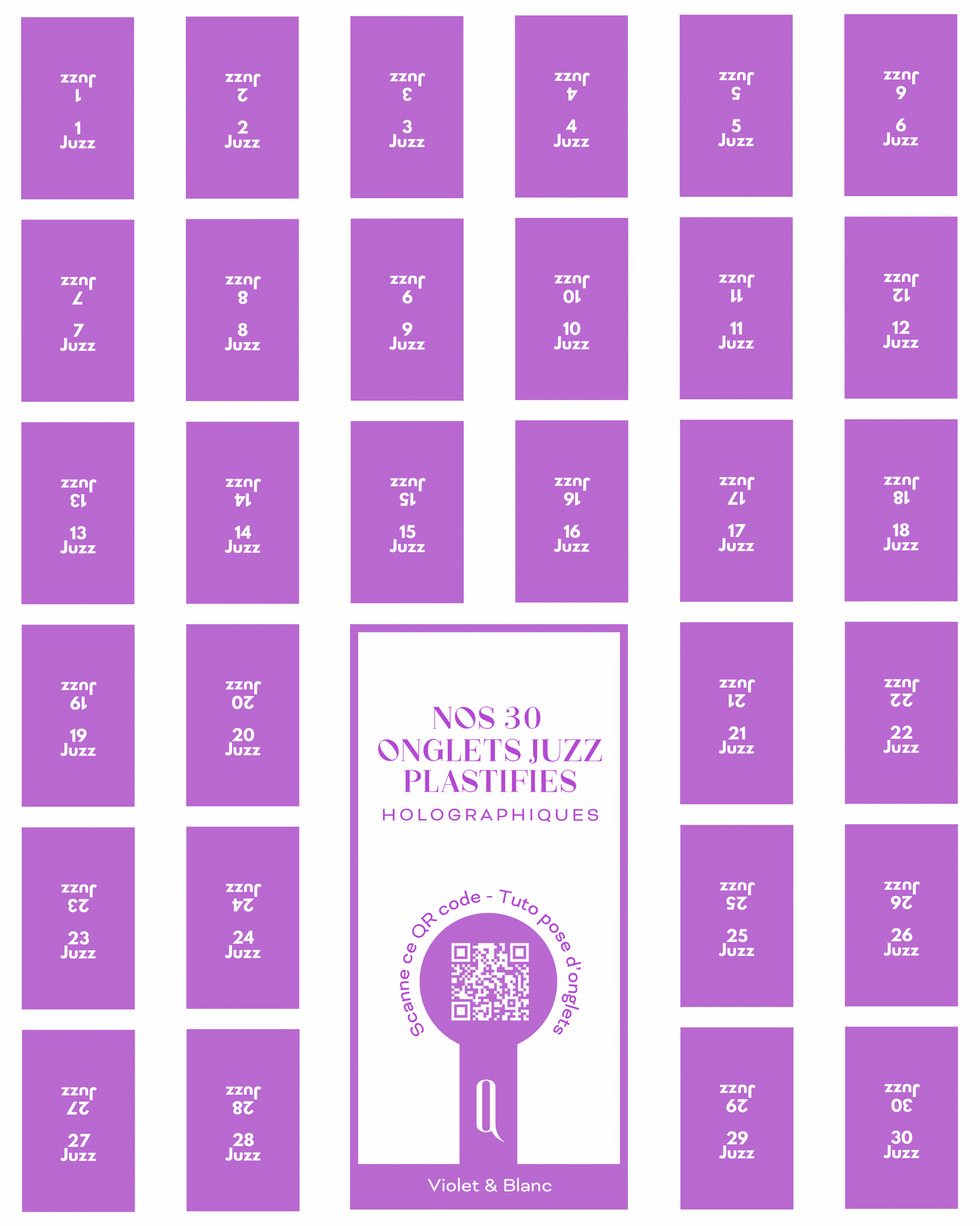 Onglets Juzz plastifiés holographiques • Violet