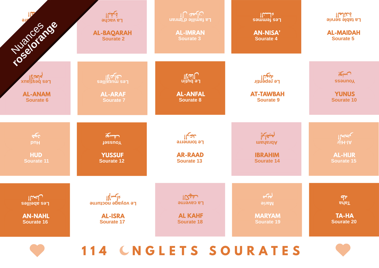 114 Onglets sourates plastifiés