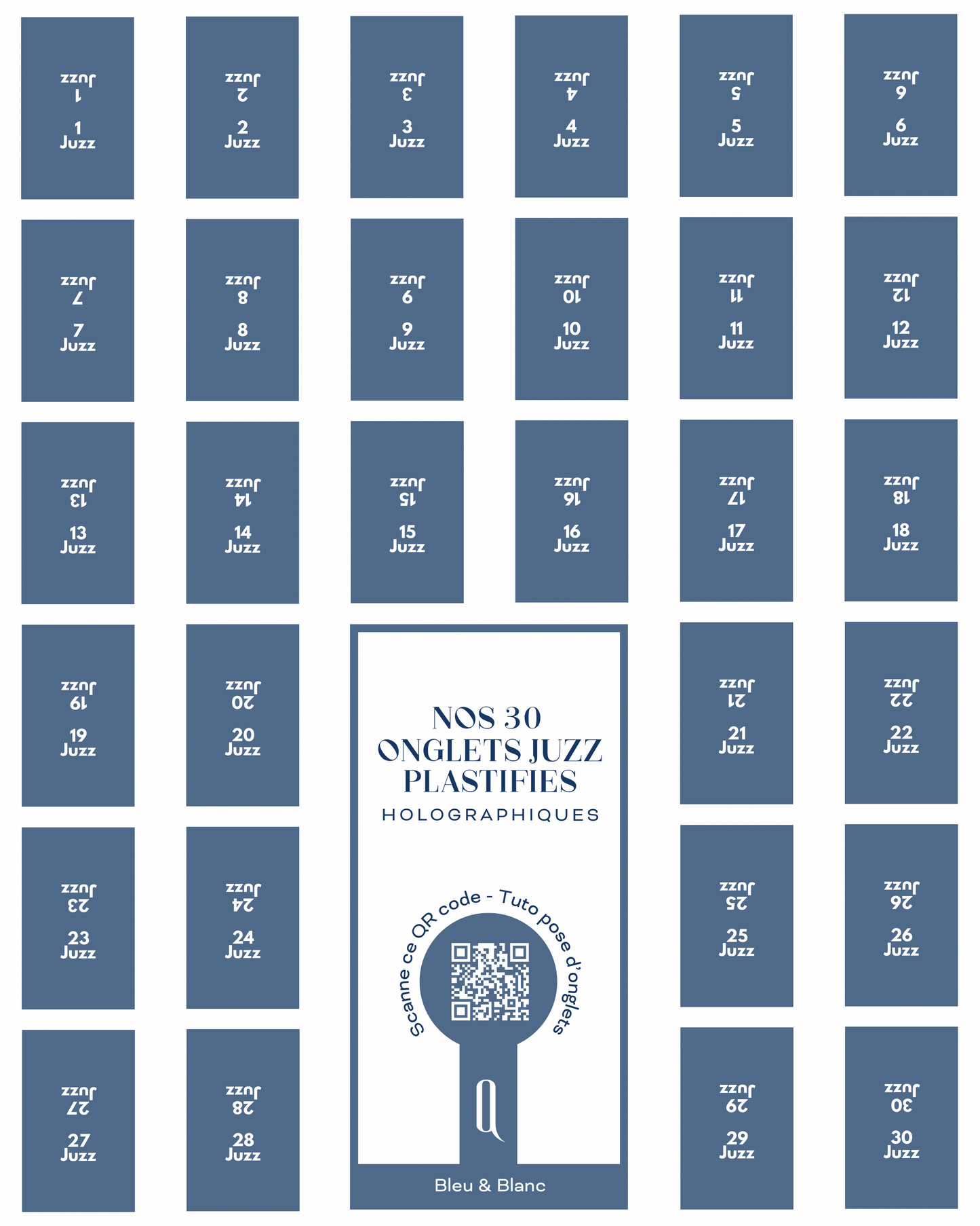 Onglets Juzz plastifiés holographiques • Bleu