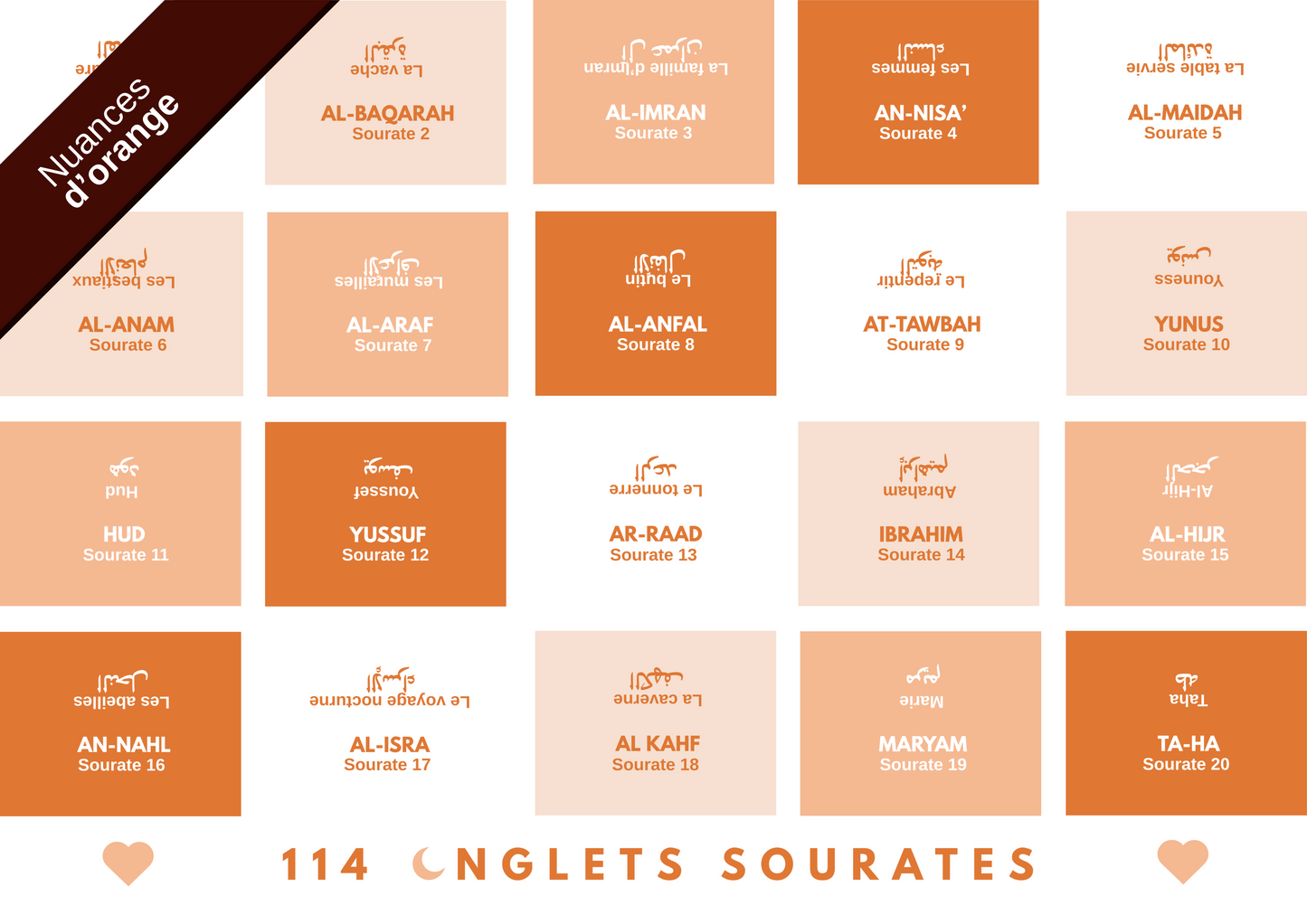 114 Onglets sourates plastifiés