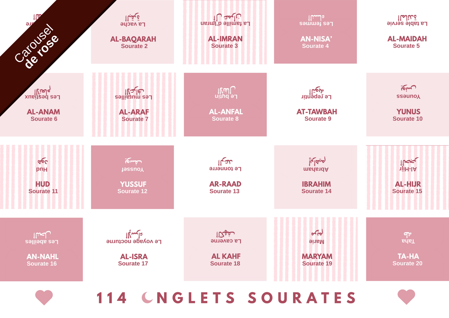 114 Onglets sourates plastifiés