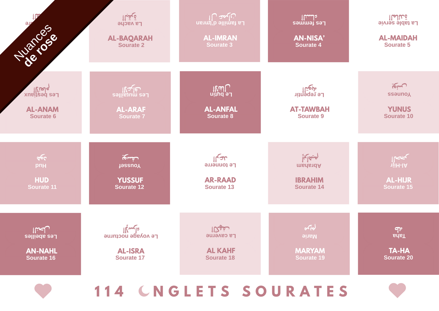 114 Onglets sourates plastifiés