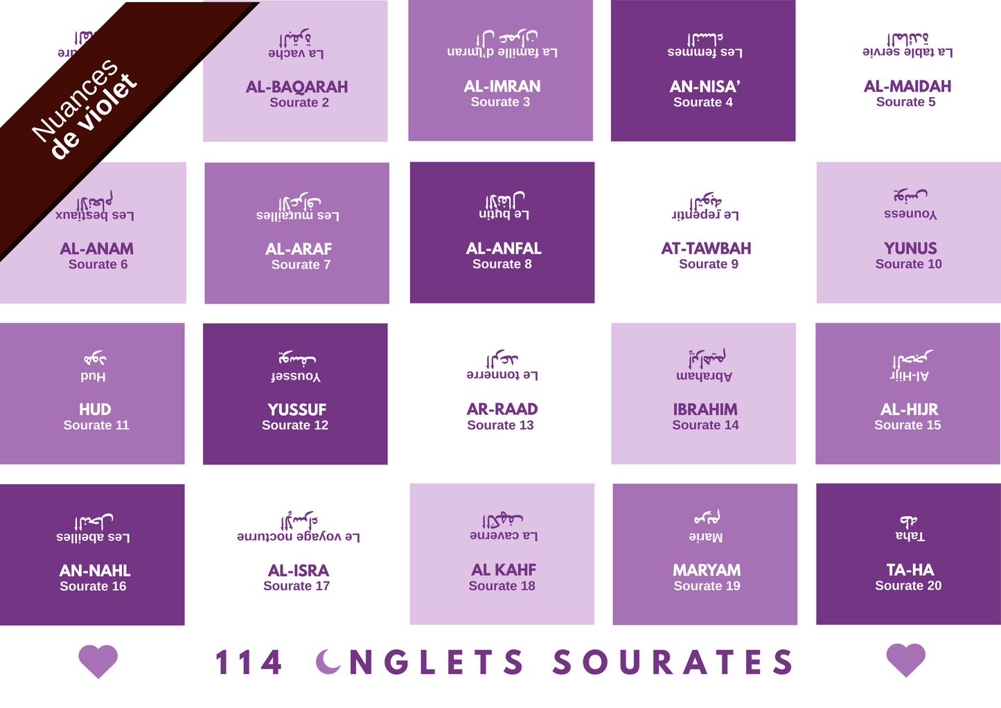 114 Onglets sourates plastifiés