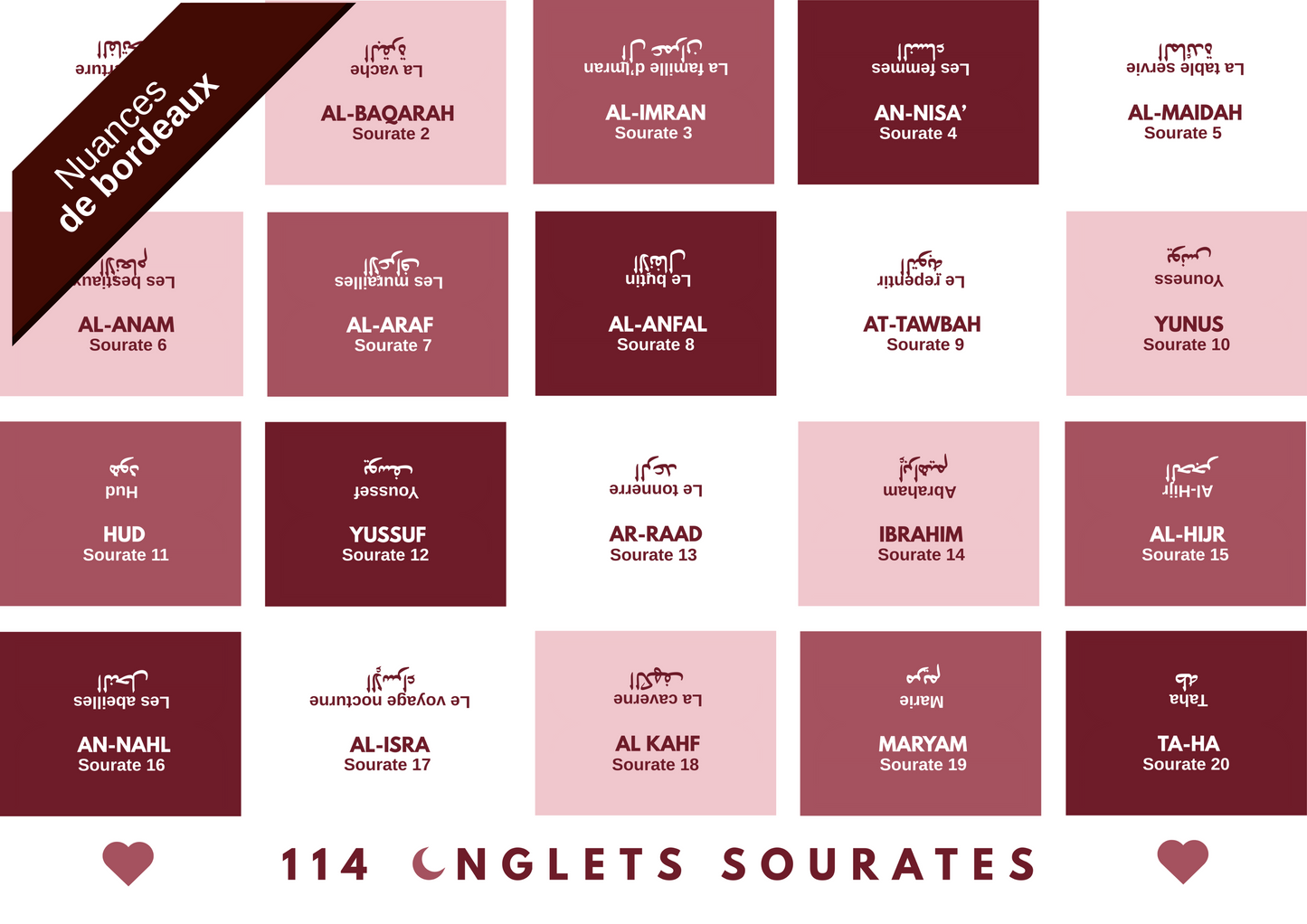 114 Onglets sourates plastifiés