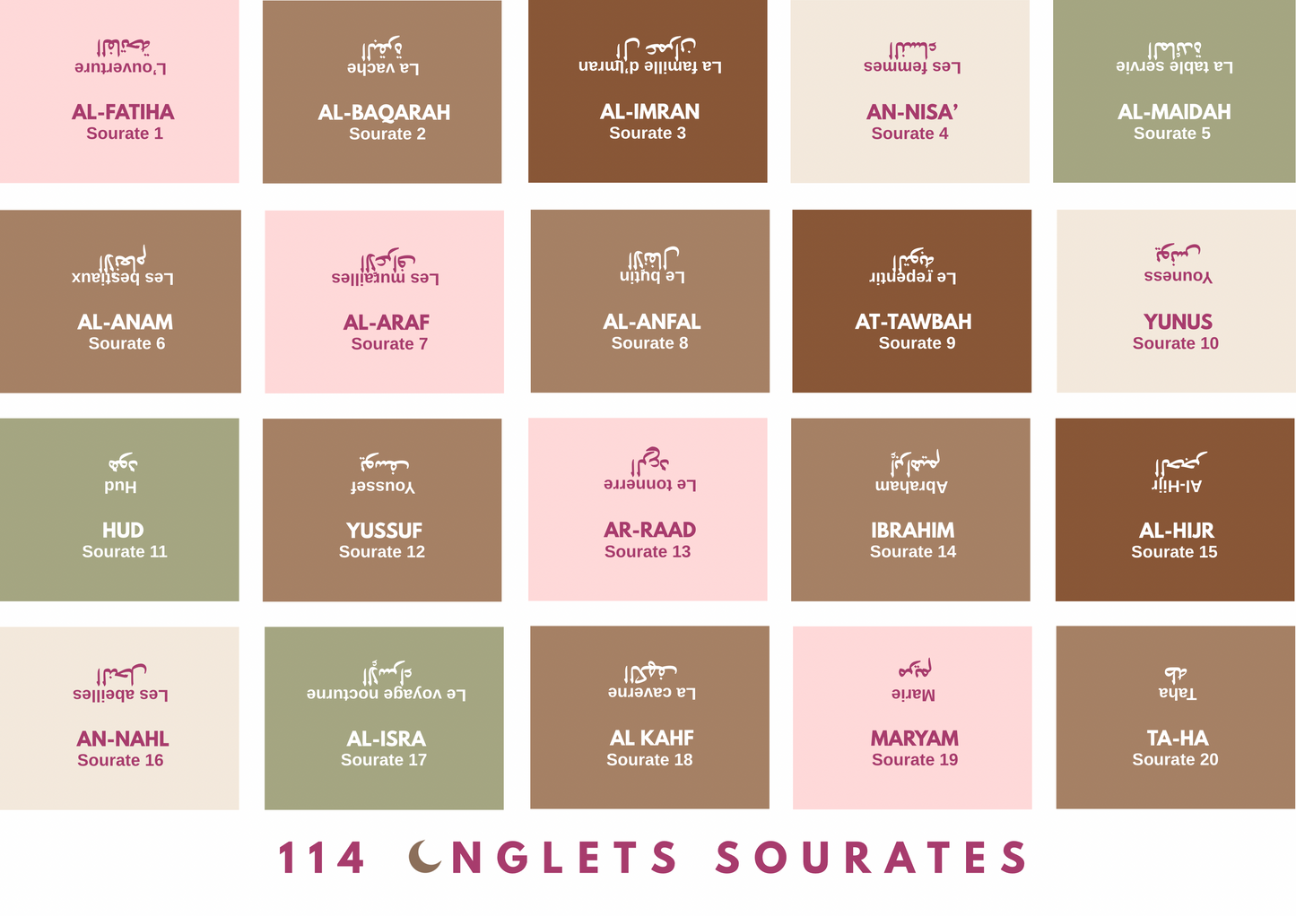 114 Onglets sourates plastifiés