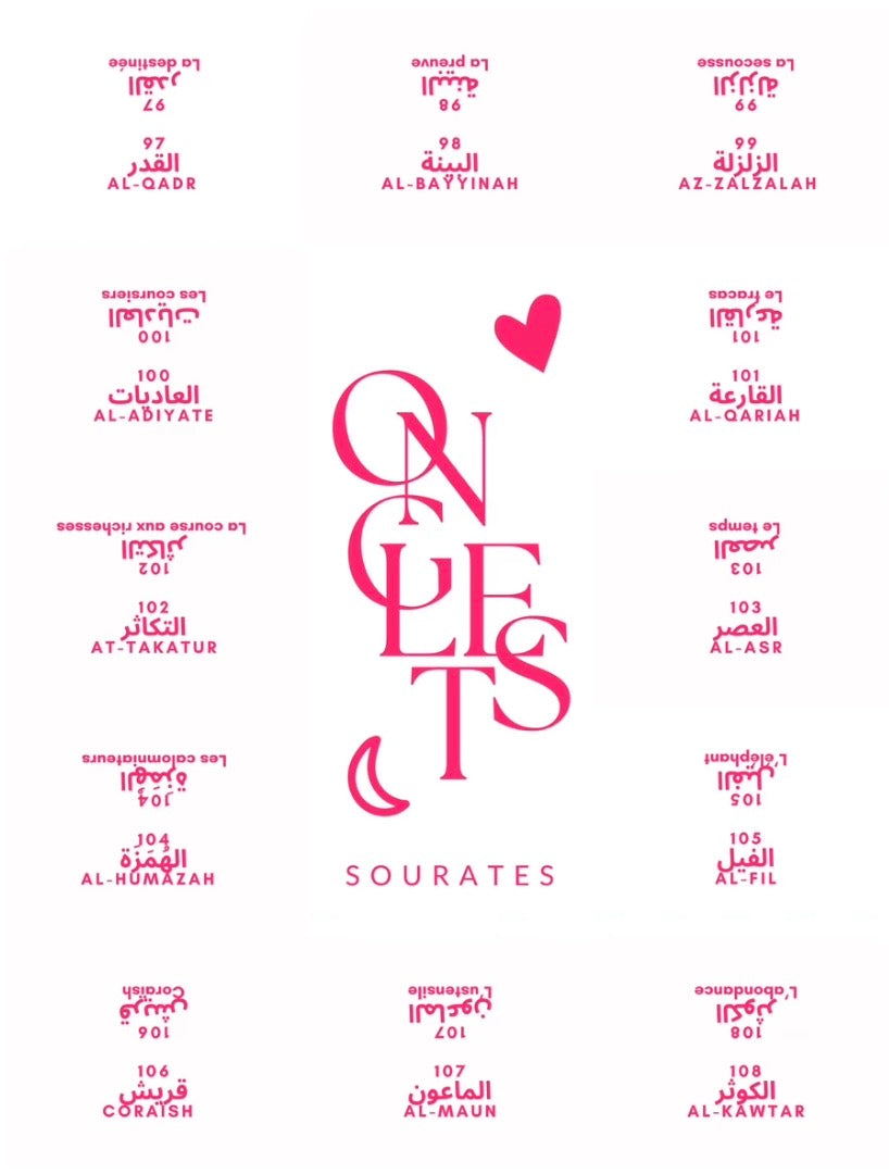 Onglets sourates plastifiés • Blanc/Rose