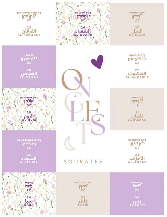 Onglets sourates plastifiés • Purple Flowers