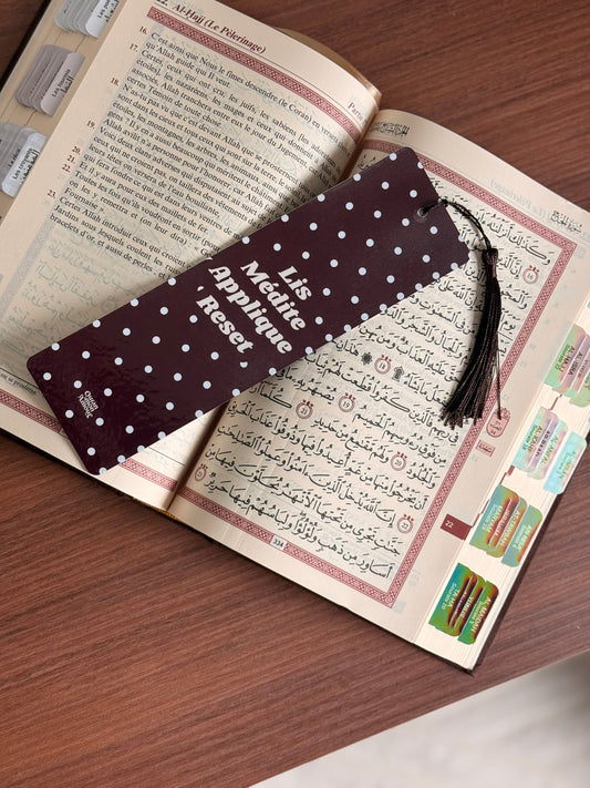 Marque-pages marron • Lis Médite Applique Reset