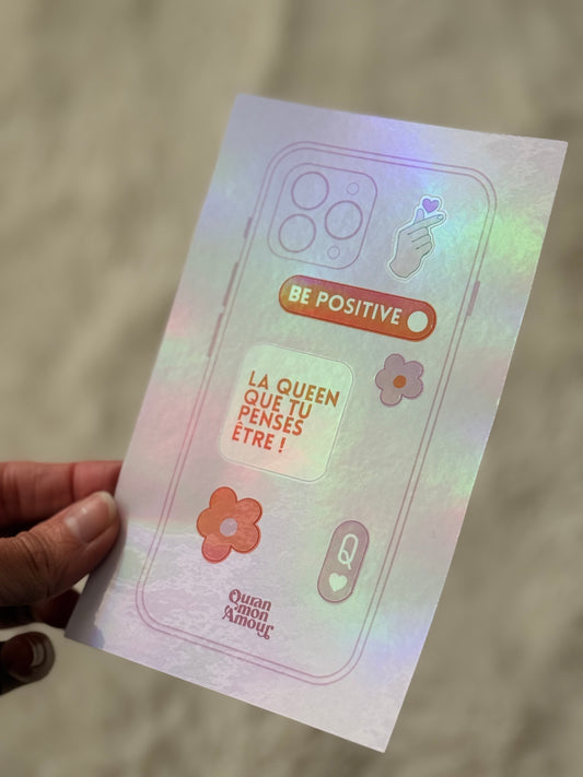 6 Stickers holographiques • Orange & Rose