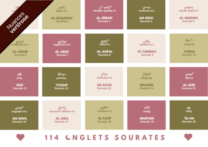114 Onglets sourates plastifiés