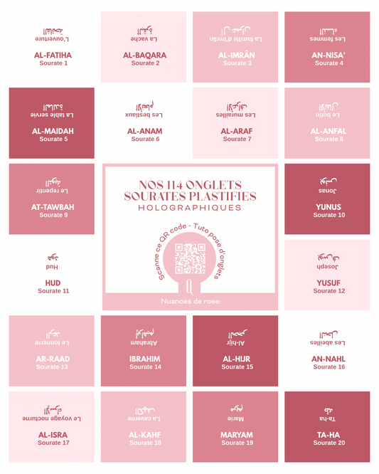 Onglets sourates plastifiés holographiques • Nuances de rose