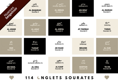 114 Onglets sourates plastifiés