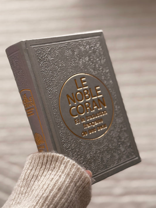 Coran français/arabe (14x20) argenté + onglets sourates plastifiés holographiques