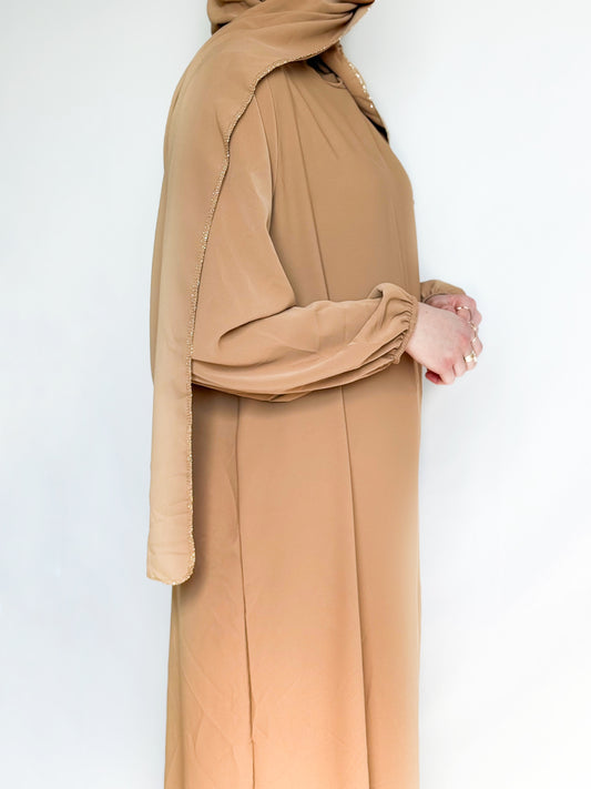 Robe de prière + hijab intégré Camel