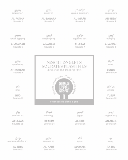 Onglets sourates plastifiés holographiques • Nuances de blanc & gris