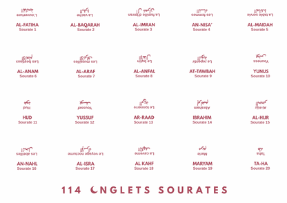 114 Onglets sourates plastifiés