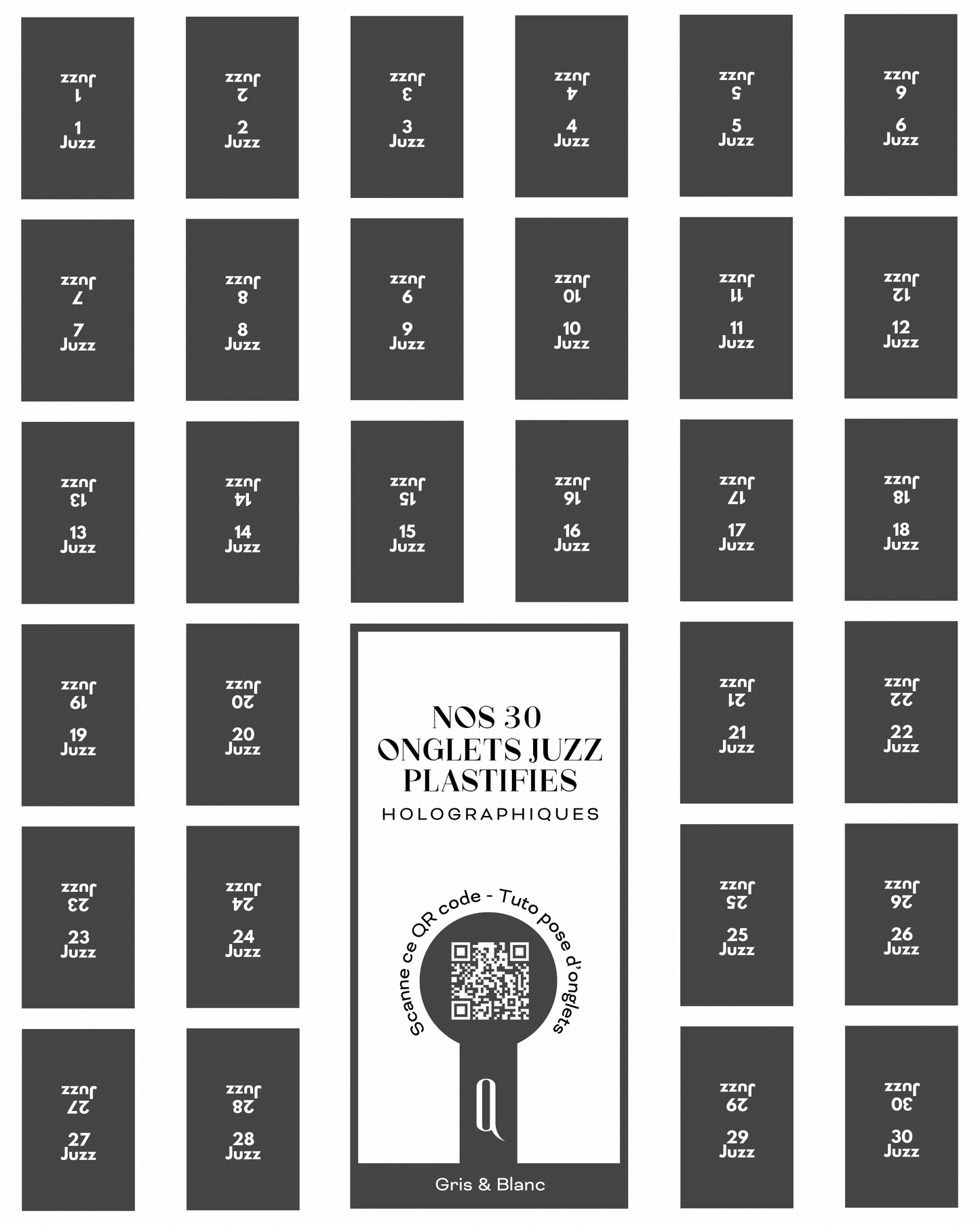 Onglets Juzz plastifiés holographiques • Noir