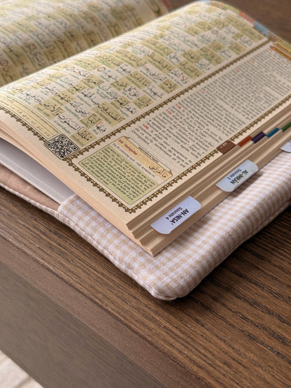 Pack cocoon Vichy beige • Blanc laine bouclé