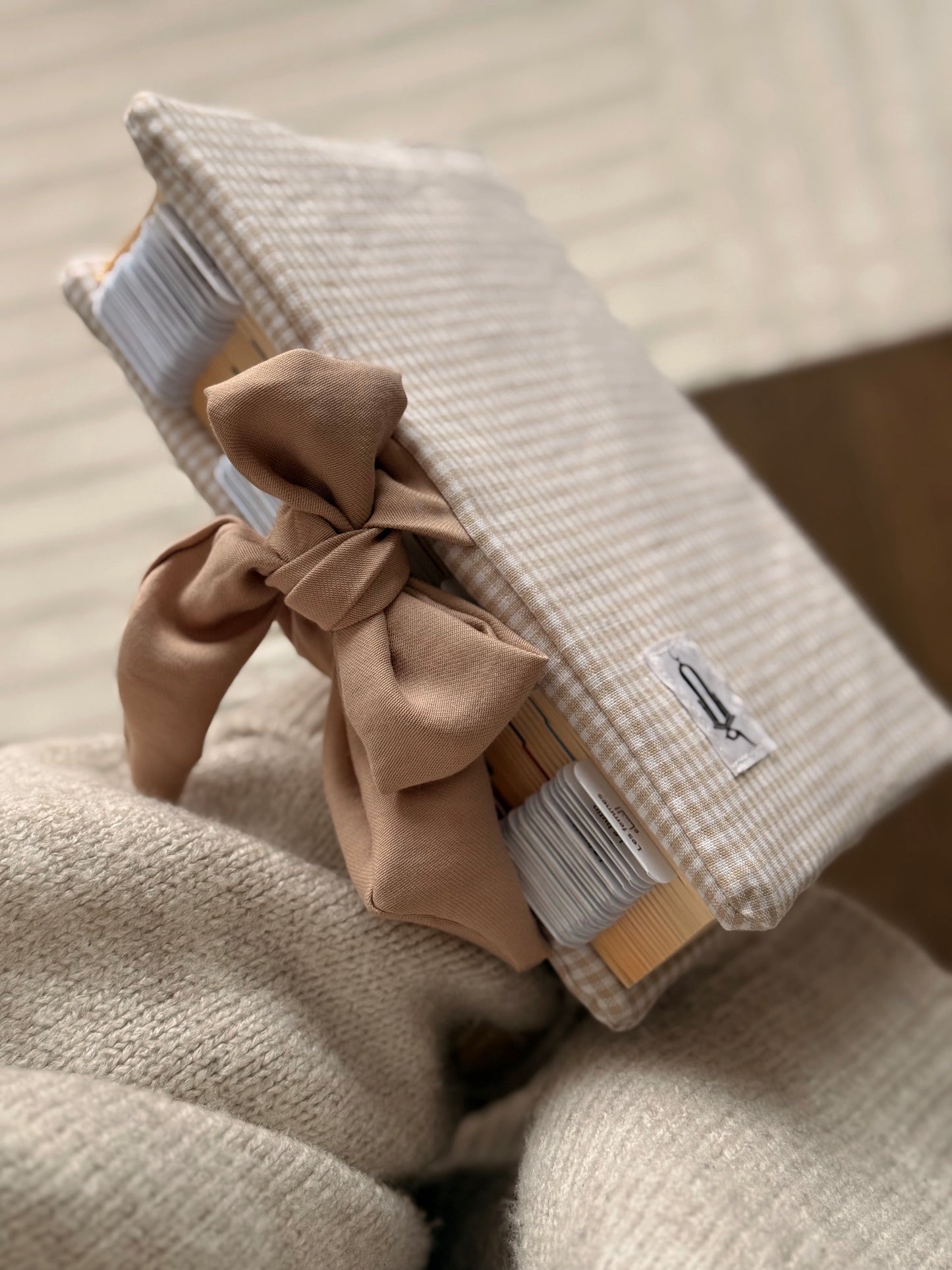 Pack cocoon Vichy beige • Blanc laine bouclé