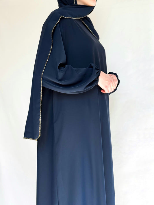 Robe de prière + hijab intégré Bleu