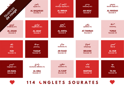 114 Onglets sourates plastifiés