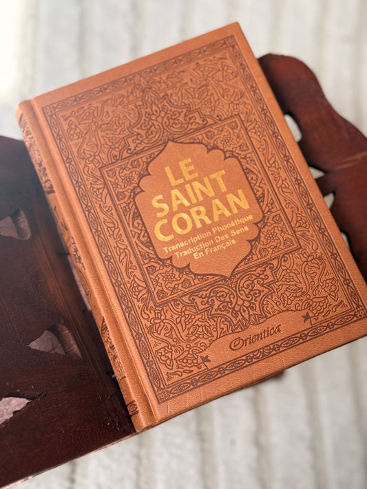 Coran simili cuir camel phonetique/francais/arabe + onglets sourates