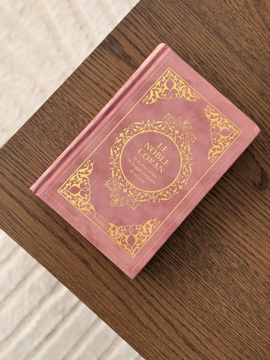 Coran Français/Arabe rose daim + Onglets sourates