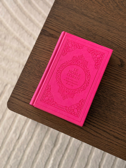 Coran similicuir rose Français/arabe (17x24cm) + Onglets sourates