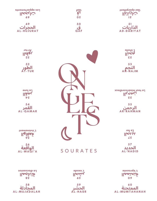 Onglets sourates plastifiés • Blanc/Rose