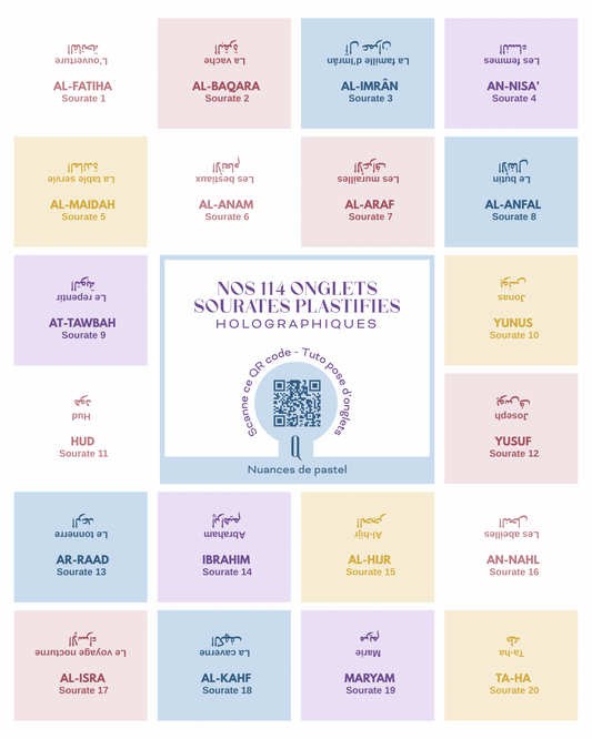 Onglets sourates plastifiés holographiques • Nuances de pastel