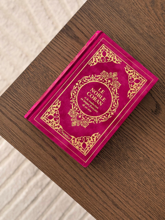 Coran Français/Arabe fushia daim + Onglets sourates