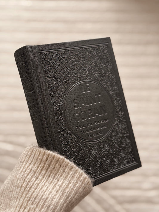 Coran français/arabe/phonetique • Gris anthracite (14x20cm) + onglets sourates plastifiés holographiques