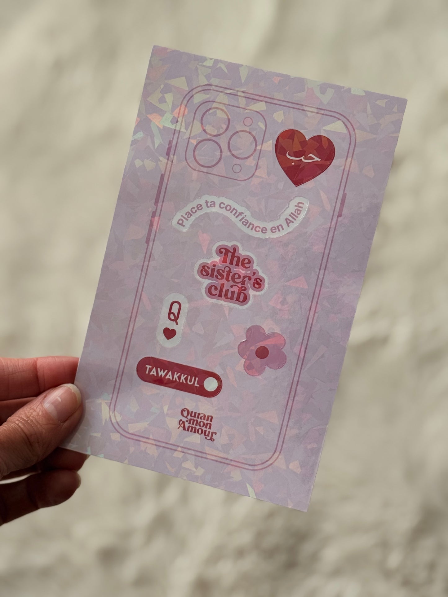 6 Stickers holographiques • Rose & Rouge