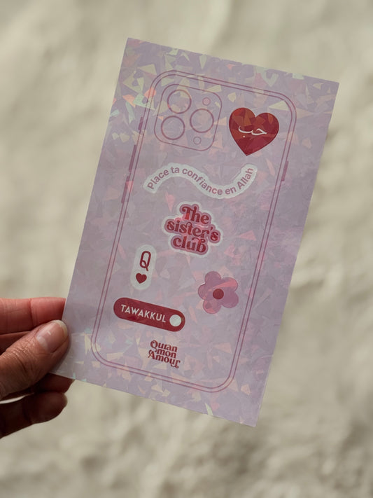 6 Stickers holographiques • Rose & Rouge