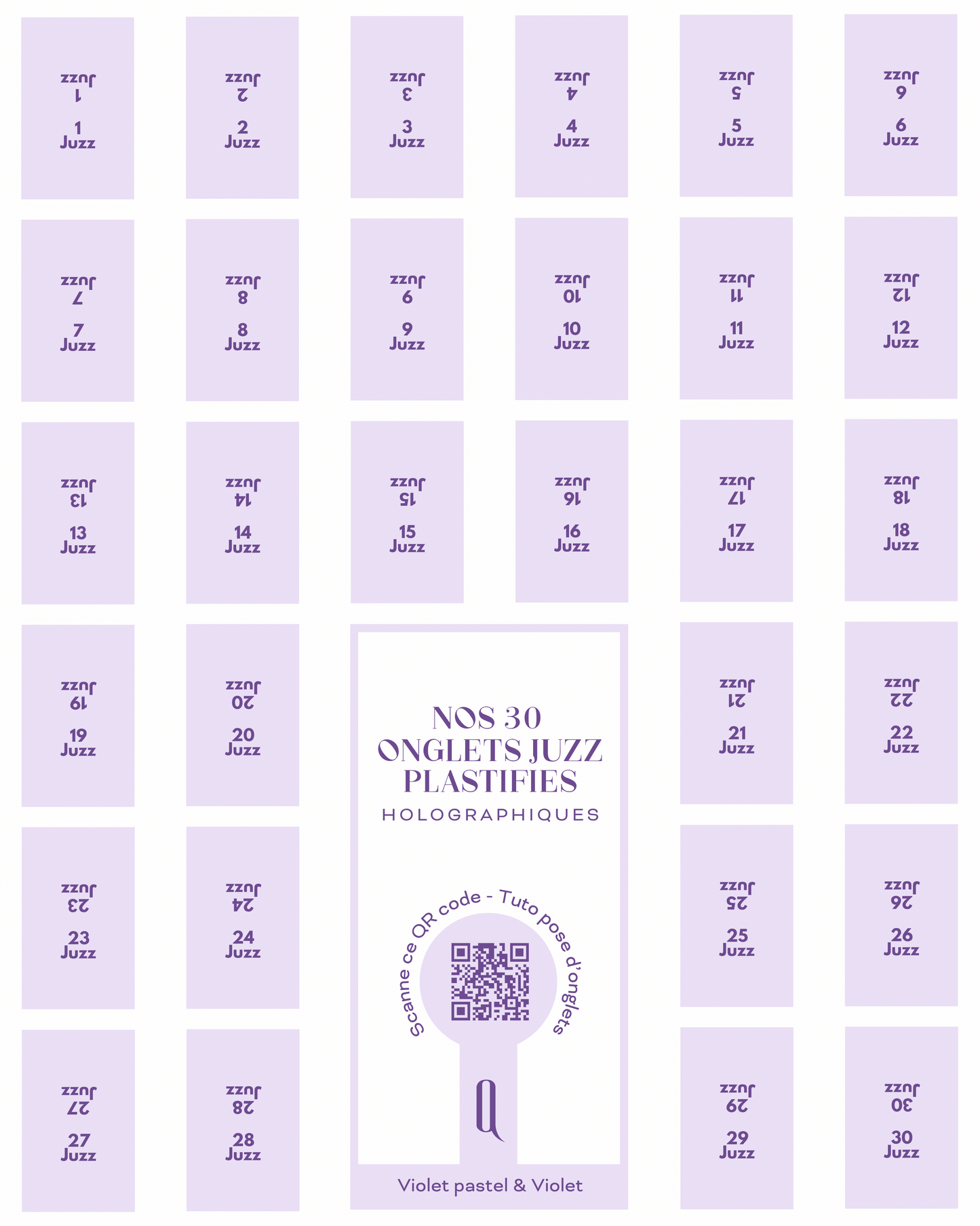 Onglets Juzz plastifiés holographiques • Violet pastel