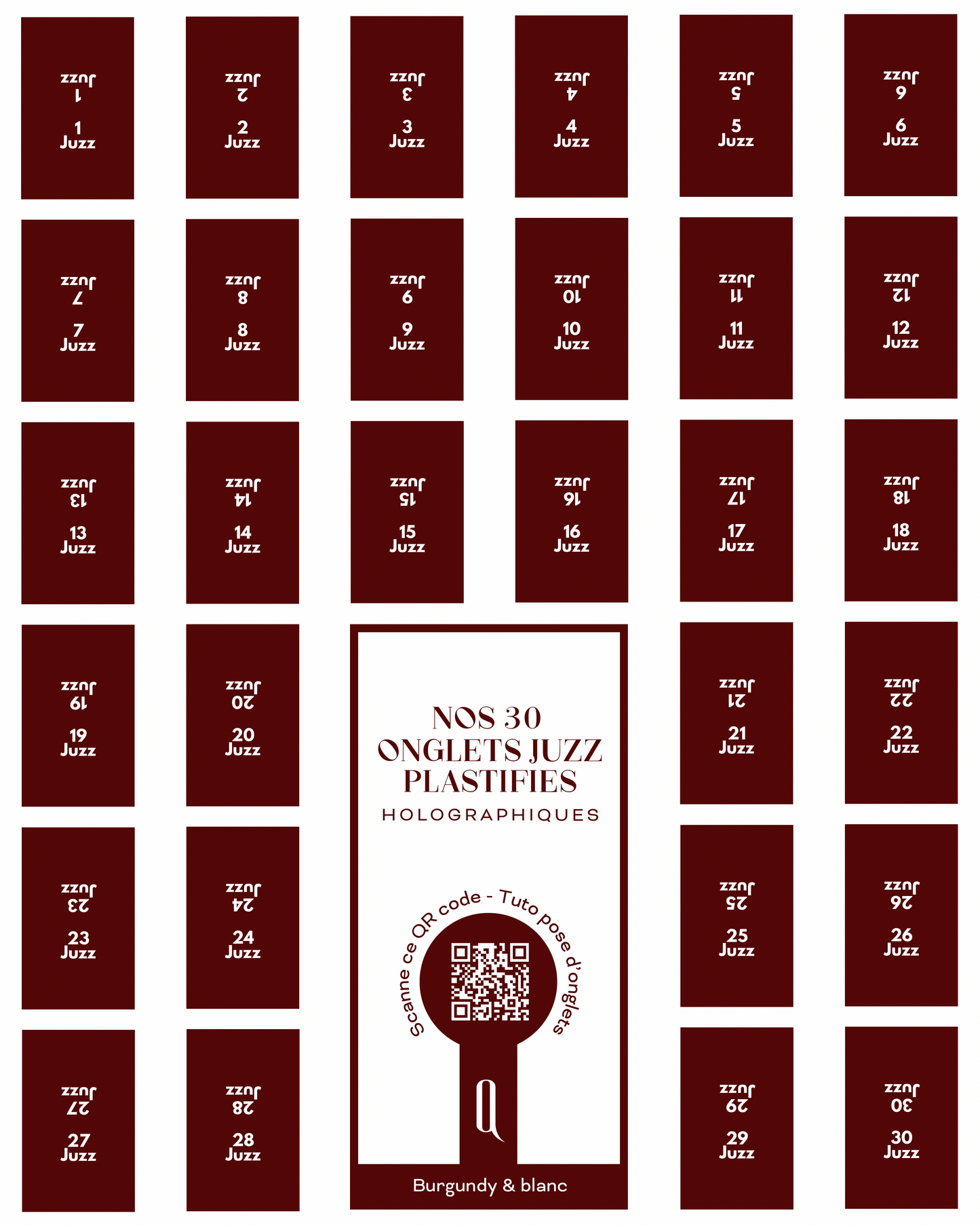 Onglets Juzz plastifiés holographiques • Burgundy