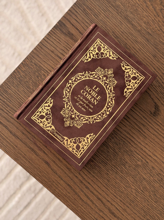 Coran Français/Arabe marron daim + Onglets sourates