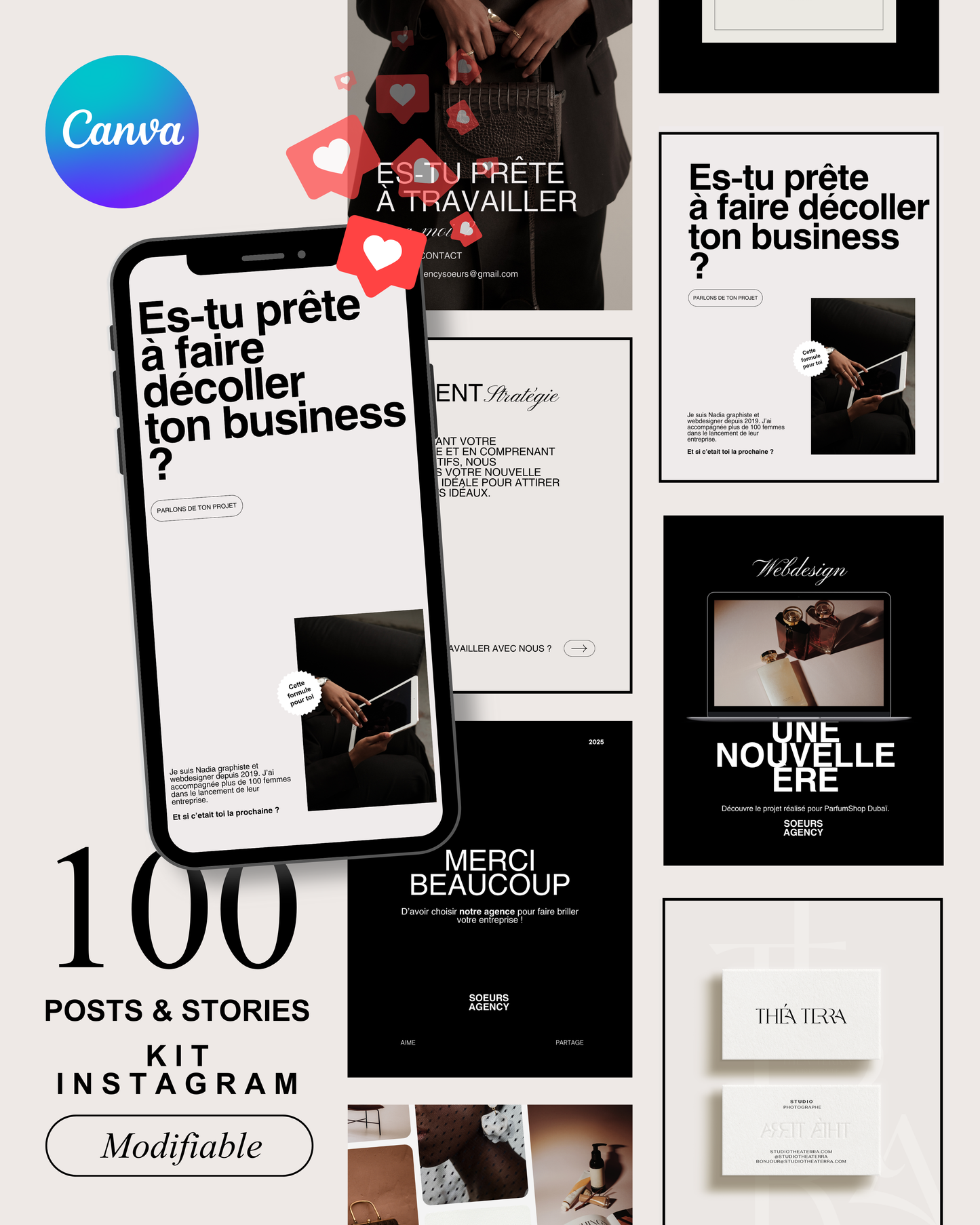 Kit de 100 templates Canva modifiables