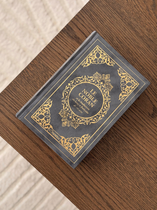 Coran Français/Arabe gris daim + Onglets sourates