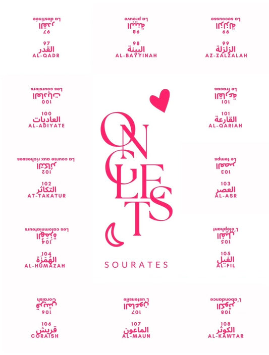 Onglets sourates plastifiés • Blanc/Rose