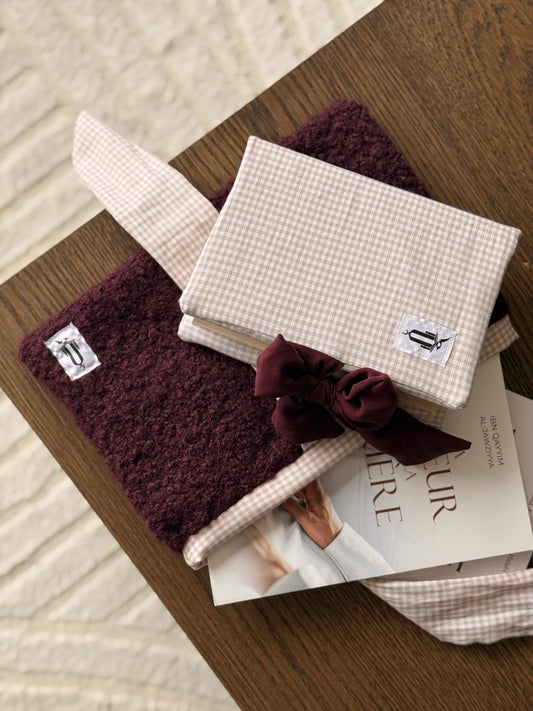 Pack cocoon Vichy beige / aubergine